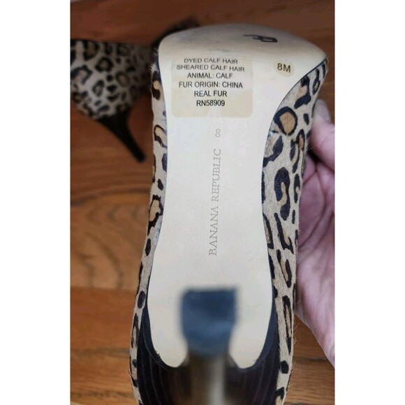 Banana Republic Calf Hair Leopard Print Leather Pump Heels Size 8 - Picture 8 of 14